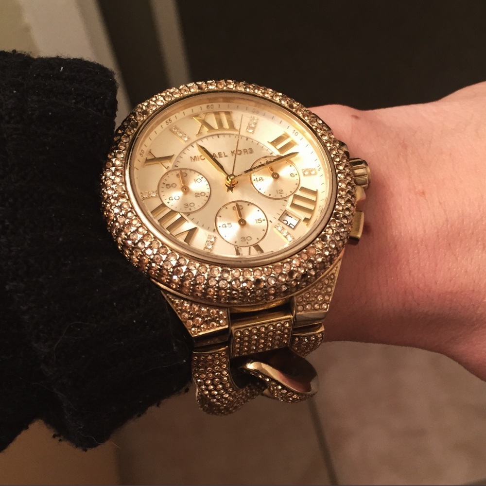 Michael Kors Camille Glitz Chain Gold Watch